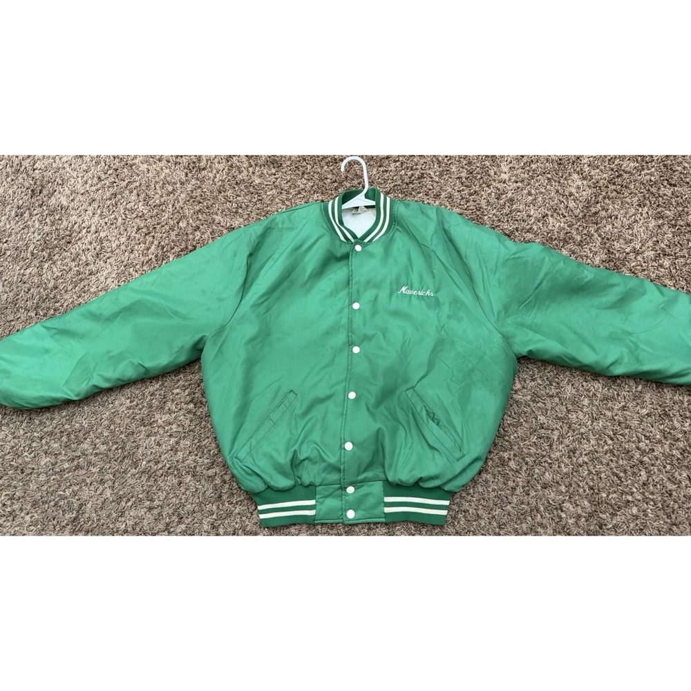 Vintage 80's 90's Howe NBA Dallas Mavericks Green Satin Jacket Mens Size XL